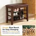 PY HOME & SPORTS Shoe Rack for Entryway 47": 2-Tier Shoe Storage Bench, Adjustable/Removable Shelves, Rubberwood Shoe Benches for Hallway, Porch, Bathroom, Brown