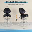 Saddle Stool with Wheels,Ergonomic Swivel Rolling Height Adjustable for Salon Beauty Clinic Dentist Tattoo Home OfficeBlack, With Back