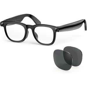 EarlySincere Smart Glasses with 8MP 4K POV Camera & Bluetooth, HD Video Recording, AI Vision Assistant, Translation & Meeting Transcriber, Open-Ear Audio, Blue Light Blocking & UV Lenses for Computer