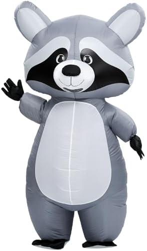 Soulchen Inflatable Raccoon Costume for Adult Halloween Full Body Blow up Raccoon Costumes for Men Women Funny Animals Themed Cosplay Party