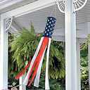 Homissor Embroidered American US Flag Windsock- 60 Inch Outdoor Hanging Heavy Duty 4th of July Red White Blue Patriotic US Flag Wind Sock Fade Resistant Weatherproof Patriotic Decorations
