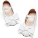 Kiderence Little Toddler Girls Dress Shoes Ballerina Ballet Flats Kids Mary Janes (Fg02 White)