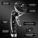 RESTMO Hose Nozzle with Easy Self-Lock Trigger, Heavy Duty Metal Water Hose Sprayer with 9 Spray Patterns and On/Off Valve, Ideal for Outdoor Lawn & Garden Watering, Car & Pet Washing, Silver