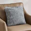 FUTEI Pack of 2 Faux Raccoon Fur Plush Throw Pillow Covers 18x18 Inch Soft Fluffy Farmhouse Decorative Cushion Case Modern Luxury Accent for Couch Bed Living Room, Grey White