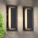 11.8 Modern Exterior Lighting Fixtures,2 Pcs Led Outdoor Wall Lights,Waterproof Exterior Sconce Light for Porch,Front Door,Patio,3000K Warm White 9W Square Outdoor House Lights Wall Mount (Black-Modern Shadow Design)