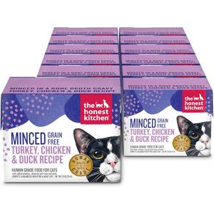 The Honest Kitchen Grain Free Minced Turkey, Chicken & Duck in Bone Broth Gravy Wet Cat Food, 2.8 oz x12 The Honest Kitchen Grain Free Minced Turkey, Chicken & Duck in Bone Broth Gravy Wet Cat Food, 2.8 oz x12