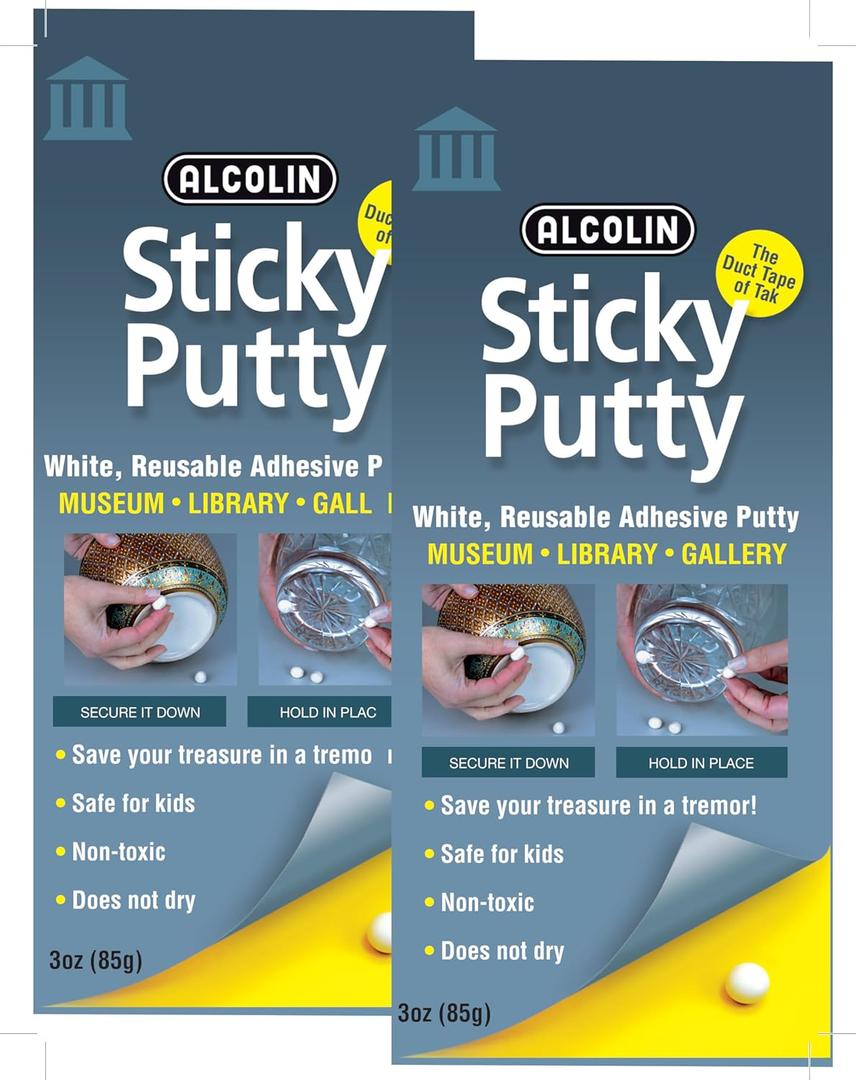 Reusable Museum & Gallery Quality Adhesive Putty,- 2 Pack - 6oz. Won't Dry Out- Always Removable Repositionable