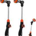 Hushee 2 Pack 18.5" Metal Watering Wand, 180 Swivel Garden Hose Nozzle with 8 Spray Patterns, Water Hose Wand with Thumb Control, Heavy Duty Sprayer Nozzle for Hanging Baskets Shrubs Plants Car