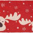 Christmas Door Mat Set, 2-Piece Layered Welcome Mat Combo with Red White Buffalo Check Rug and Coir Doormat, Holiday Outdoor Front Porch Entryway Decor for Patio, Garden, Indoor