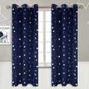 BGment Kids Curtains for Bedroom 72 Inch Length 2 Panels Set, Star and Moon Blackout Curtains for Boys Room Decor, Nursery Thermal Insulated Room Darkening Curtains with Grommet, 42 Wide, Navy Blue