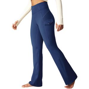 Heathyoga Cargo Sweatpants for Women Waterproof Hiking Pants Women Fleece Lined Pants Bootcut Winter Pants Warm Outdoor (Medium, Blue)