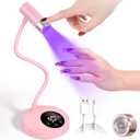 UV LED Nail Lamp, Rechargeable Gooseneck Lamp for Gel Nails 12W Quick Dry LED Nail Light Nail Dryer with 4 Timers & Auto Sensor, Professional Flash Cure Light for Gel Nails Home DIY Pink