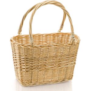 ZEAYEA Wicker Picnic Basket with Handle, Oval Woven Willow Basket, Wicker Storage Gift Basket for Easter, Halloween, Christmas, Egg and Flower Gathering