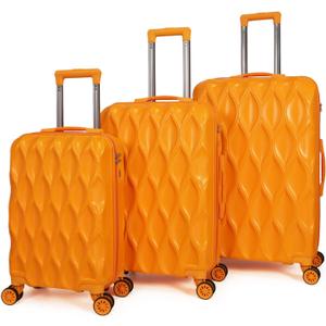 luggage sets 3 piece, 3 piece luggage sets with spinner wheels Hardside Lightweight Luggage 20in 24in 28in. (orange)