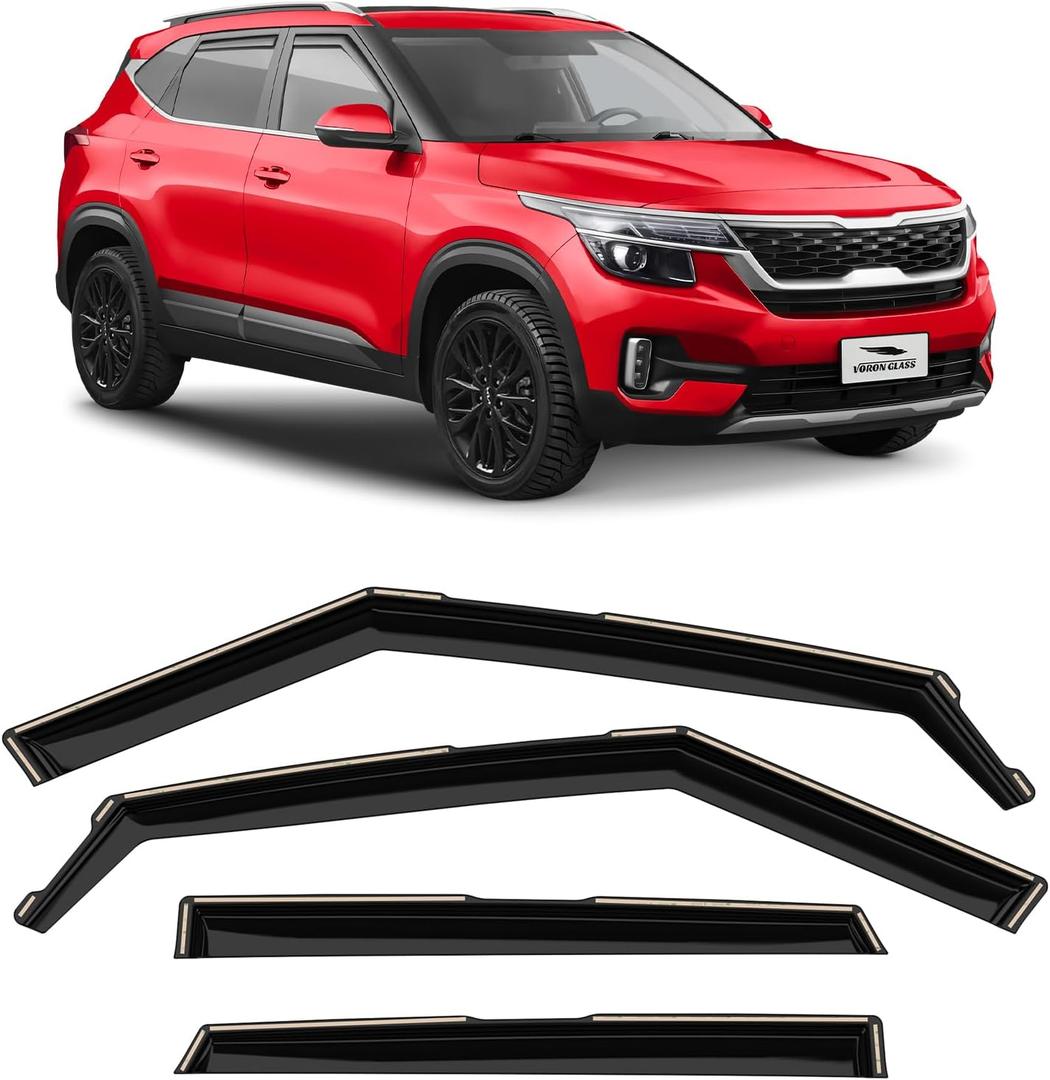 in-Channel Extra Durable Rain Guards for Kia Seltos 2021-2025, Window Deflectors, Vent Window Visors, 4 Pieces - 200313 (For Seltos 21-25)