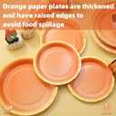 Gudvilla Orange Plates and Napkins Party Supplies 200Pcs, Orange Party Decorations, Serve 50, Fall Paper Plates for Birthday Autumn Fall Decorations