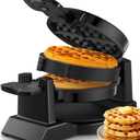 FOHERE Double Waffle Maker, 1400W Rotating Belgian Waffle Iron with Nonstick Plates, 180 Flip, 8 Slices, Removable Drip Tray for Easy Cleaning, Locking Lid, Cool Touch Handle, Space Saving (Black)