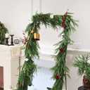 2PCS 9FT Christmas Garland Norfolk Pine Garland Real Touch Artificial Greenery Garland for Mantle Fireplace Table Indoor Outdoor Decor (Normal)
