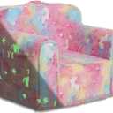 Toddler Chair Comfy,Toddler Couch Fold Out, 2-in-1 Kids Chair,Flip Out Kids Couch,Toddler Sofa Convertible,Children Reading Chair for Age 1-3 (Pink)