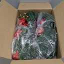 Lighted Christmas Garland, 6 Ft Battery Operated Christmas Garland with 20 LED Lights Red Gold Balls Poinsettias, Cordless Xmas Garland for Fireplace Mantle Staircase Indoor Outdoor Decorations