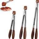 Honeydak 3 Pcs Wooden Tongs for Cooking 7" 9" 12" Wood Tip Serving Tongs with Locking for BBQ Salad Cooking and Grilling, Includes Anti-slip Handle with Hanging Hole