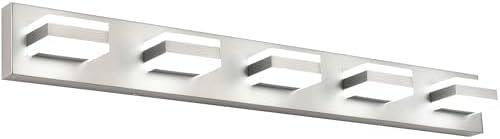 SOLFART 5 Light Bathroom Vanity Light Brushed Nickel Bathroom Vanity Light Fixtures Over Mirror Led Lights for Restroom Nickel