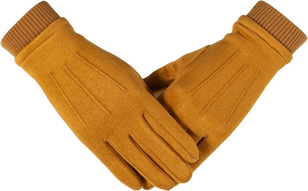 Womens Winter Suede Gloves With Touchscreen Texting Finger Wool Lined Windproof Warm Fashion Dress Gloves