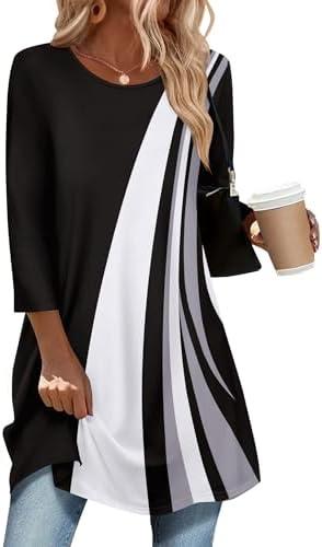 Zeagoo Women Tops 3/4 Sleeve Dressy Casual Plus Size Tunics to Wear with Leggings Swing Flare T-Shirt Loose Blouses Medium