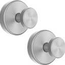 Shower Hooks for Inside Shower, Vacuum Suction Cup Hooks for Glass Window, Mirror, No Drill Towel Hooks for Bathrooms, Bath Robe Coat Looafh Wreath Hook for Hanging - 2 Pack, Silver