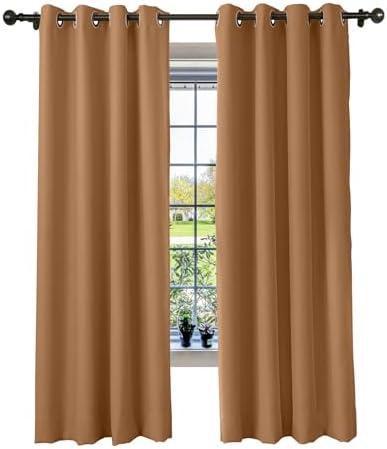 cololeaf Flame Fire Retardant Curtains Room Darkening Blackout Window Curtain for Home Kitchen Office Hotel School Cinema and Hospital- Anti-Bronze Grommet - Hazel 52W x 84L Inch (1 Panel)