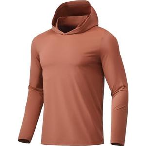 BANTREK Men Athletic Hoodies Long Sleeve Fishing Shirts UPF 50+ Sun Protection Dry Fit Wicking Hooded Running Shirts L