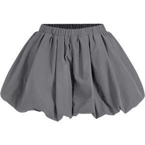 Women's Y2K Bubble Shorts Elastic High Waist Ruffle Shorts Summer Fashion Wide Leg Bloomers (Medium, Grey)