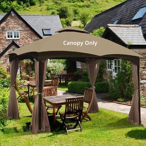 OLILAWN Outdoor Gazebo Replacement Canopy Top, Upgrade 10' x 12' Double-Tier Roof Cover with Air Vent, Heavy Duty Canopy Roof Top for Lowe's Allen Roth Gazebo 10x12#GF-12S004B-1, Khaki