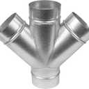 4" Inch W-Shape Ducting Splitter - 45 Degree Galvanized Steel 4-Way Dust Collection Fitting - Branches for Exhaust Fan - Ducting Adapter - Duct Hose Connector