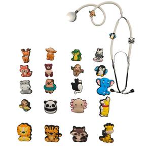 [Azixcos] 20-Piece Cute Animal Stethoscope Charm Set Unique Identification Tags for Nurse Stethoscopes, Gift for Pediatric Doctors, Veterinarians, and Nursing Graduates (Zoo Animals)
