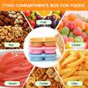 3 Pack Silicone Reusable Snack Containers with Lids, Double Compartment Snackle Box Containers, Salad Dressing Sauce Seasoning Container, Small Mini Food Snack Boxs for Travel, Office, Picnic, School