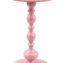 Vintage Metal End Table, Round Side Table Nightstand for Small Spaces, Industrial Accent Table for Living Room Bedroom Sofa Patio, 15.7" Top Diameter, Easy Assembly (Pink)