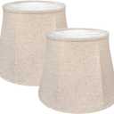 Double TOOTOO STAR Brown Lamp Shade Set of 2, Large Drum Lampshade for Floor Light and Table Lamp 10x14x10 inch, DIY Fabric Natural Linen Hand Crafted, Spider (Brown, 10 x 14 x 10.5 inch)