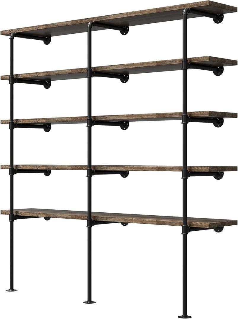 (14Deep,3pcs)Industrial Retro Wall Mount Iron Pipe Shelf,DIY Open Bookshelf,Hung Bracket,Home Improvement Kitchen Shelves,Tool Utility Shelves, Office Shelves, Bookshelves and bookcases