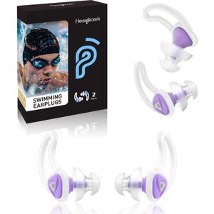Ear Plugs for Swimming2 Pairs Soft Silicone Reusable Waterproof Earplugs for Adults & Men Women, Custom Fit for Swimmers Ear, Pool, Beach, Snorkeling, Surfing, Kickboard Training(Purple)