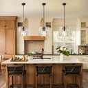 Modern Large 12 in Black Water Ripple Glass Kitchen Island Pendant Light Fixtures,Glass Island Pendant Lights,for Bedroom, Foyer, Entryway, and Dining Room, Bulbs Included