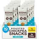 BIENA Chickpea Snacks - Crunchy Roasted Chickpeas - High Fiber Vegan Protein Snacks for Adults and Kids - 10-Pack, 1.2 Ounce Bags - Sea Salt (EXP 09/01/26)
