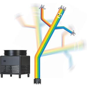 6ft Rainbow Sky Air Puppet Dancer Inflatable Waving Tube Man with Lights & Built-in Blower - Wacky Waving Dancing Tube Guy for Business Promotion Stand Out Christmas Advertising