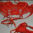 Avidlove Women's Lingerie 4 Piece Garter Lingerie Floral Lace Bra and Panty Sets with Underwire (Red, M)