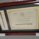 GMFrames 8.5x11 Diploma Frame with Tassel Holder, Solid Wood & Tempered Glass, Black over Gold Mat,Cherry Finish with Intricate Black Rope Detail, 11x17 for 8.5x11 with Tassel