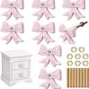 MorningRo 8 Pcs Pink Bow Dresser Knobs Cast Iron Coquette Bow Drawer Knobs Cabinets Hardware Pulls Decorative Vintage Handles for Nursery Girls Room Vanity Bedroom Home Desk Wardrobe