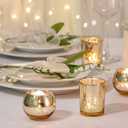 DEVI 48PCS Assorted Gold Votive Candle Holders Bluk, Gold Wedding Decorations, Mercury Glass Candle Holder for Tea Lights, Christmas Party Diwali Centerpieces for Table, Wedding Party Supplies