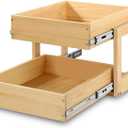 Mulush Pull Out Cabinet Organizer, 20''W×21''D×16''H Soft Close Slide Out Wood Drawer Shelves Storage for Kitchen, 2-Tier, Finished, Heavy-Duty, Bottom Assembly