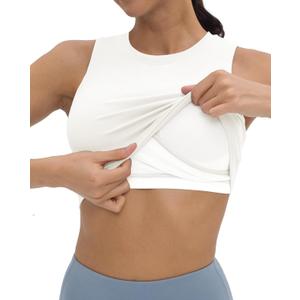 V VOCNI Nursing Tank Tops for Breastfeeding Crew Neck Sleeveless Maternity Tank Tops Sports Bras Workout Pregnancy Crop Tops