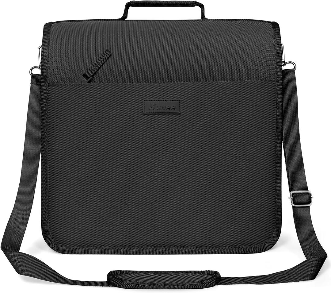 SUNEE Zipper Binder 3 Ring, 3 Inch O-Ring with Handle and Shoulder Strap, 600-Sheet Capacity, 5-Tab Expanding File Folder, Multi-Pockets for Middle School Organizer Binder with Zipper, Black